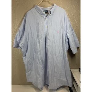 Polo Ralph Lauren Classic Fit Seersucker Shirt Men Blue Stripe Short Sleeve 4XLT